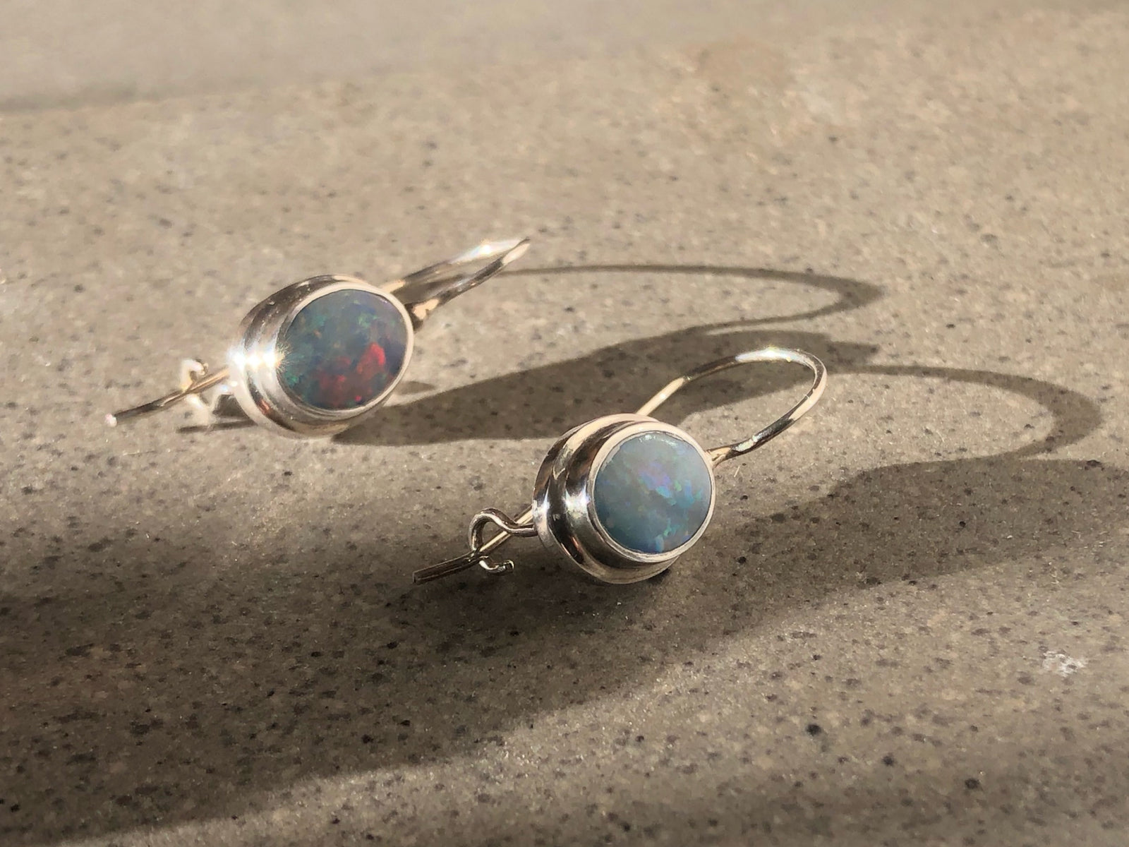 Opal Sterling Silver Drop Earrings