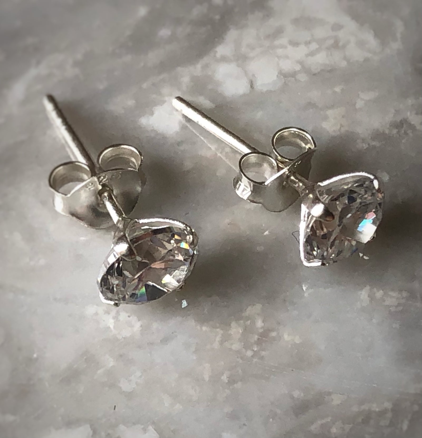 Sterling Silver Cubic Zirconia 7mm Stud Earrings Tiger Lily London