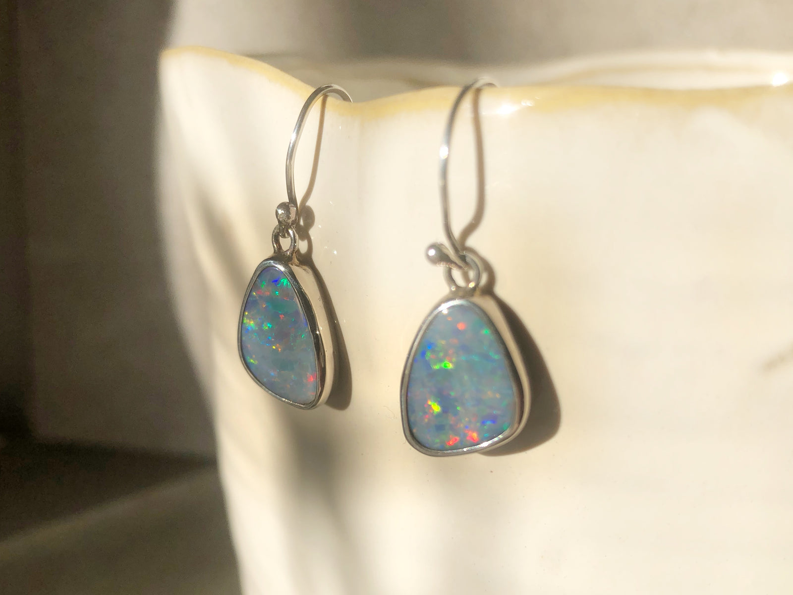 Opal Sterling Silver Drop Earrings