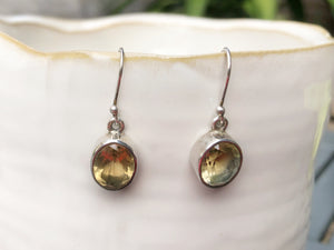 Citrine and Silver Oval Chunky Drop Earrings