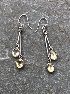 Citrine and Silver Double Drop Earrings