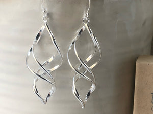 Sterling Silver Large Twisted Wave earrings 