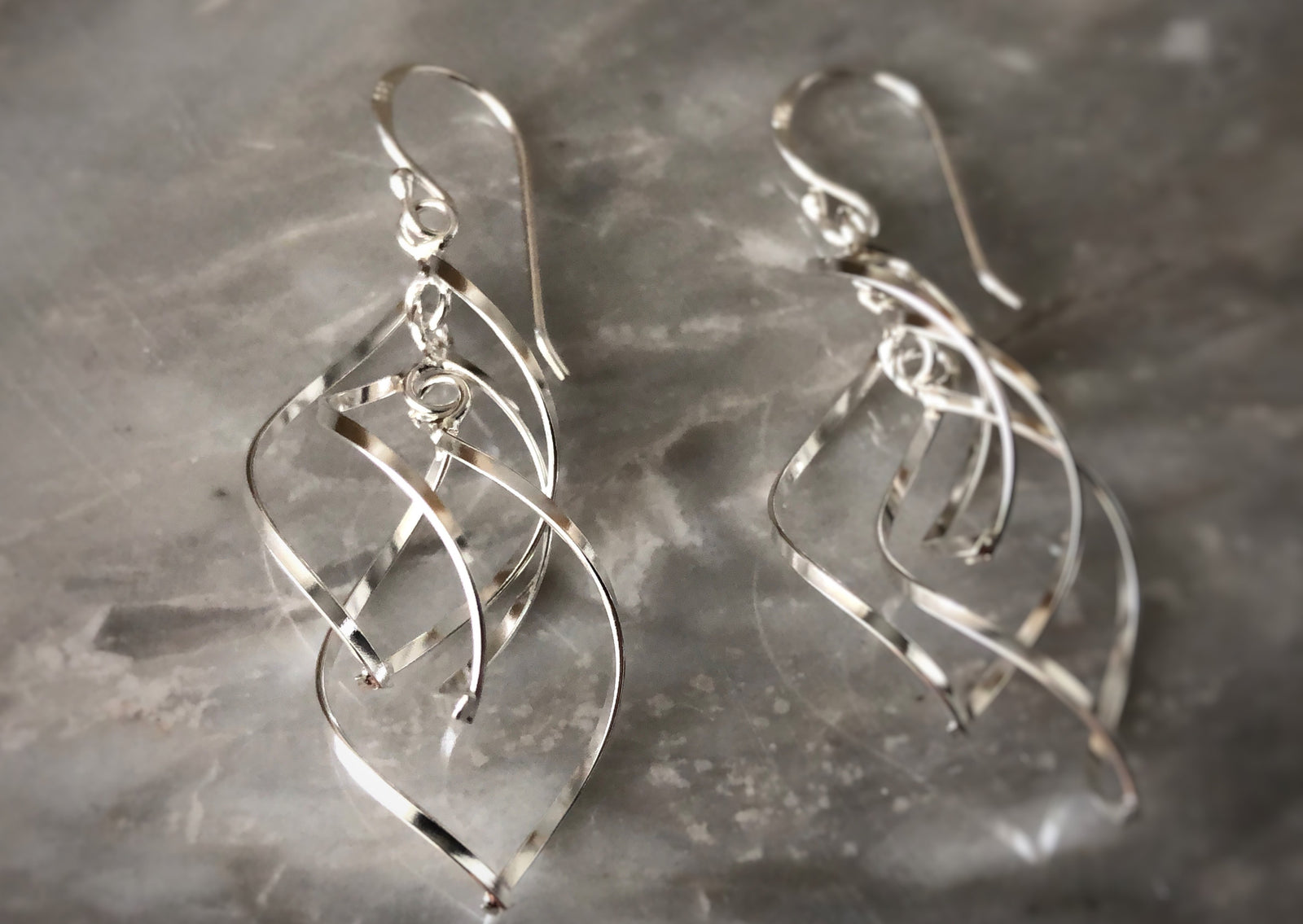 Sterling Silver Strung Spiral Earrings Tiger Lily London