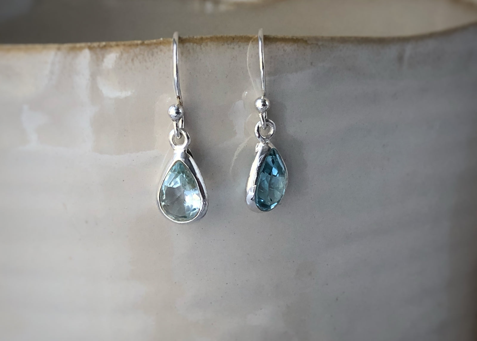 Blue Teardrop Topaz Sterling Silver Earrings