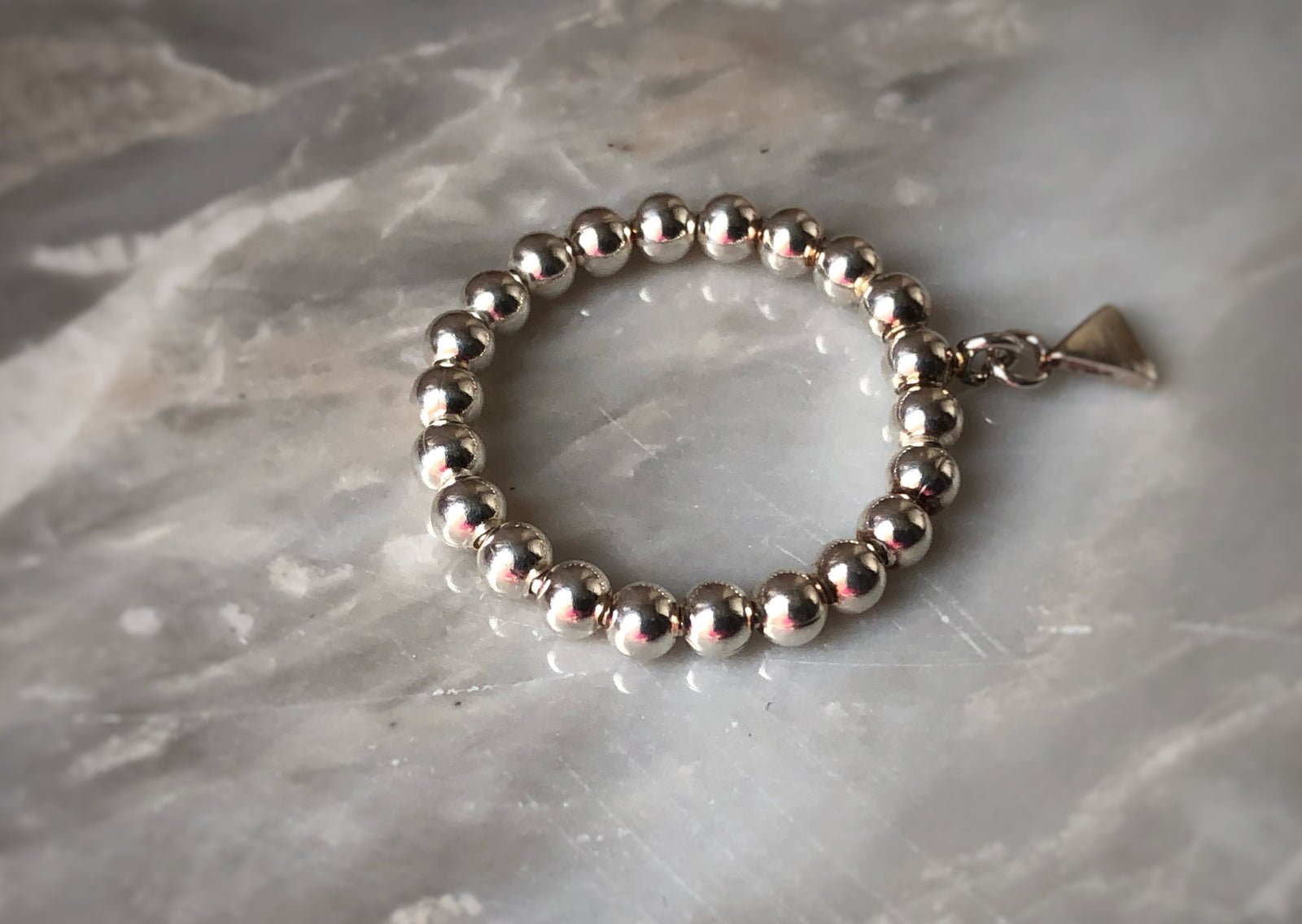 Sterling Silver Bobble Ring with Pyramid Charm Tiger Lily London