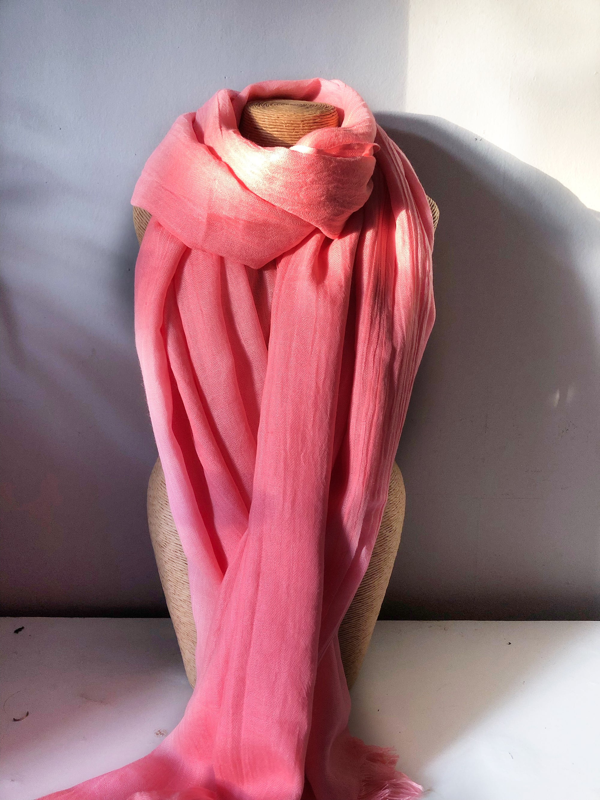 Candy Pink Wool Cotton Scarf Tiger Lily London