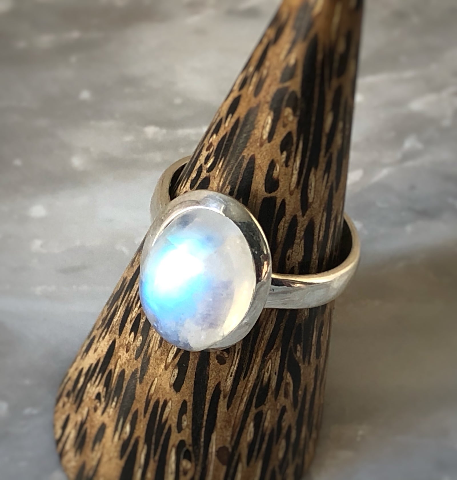 Medium Moonstone Sterling Silver Ring Tiger Lily London