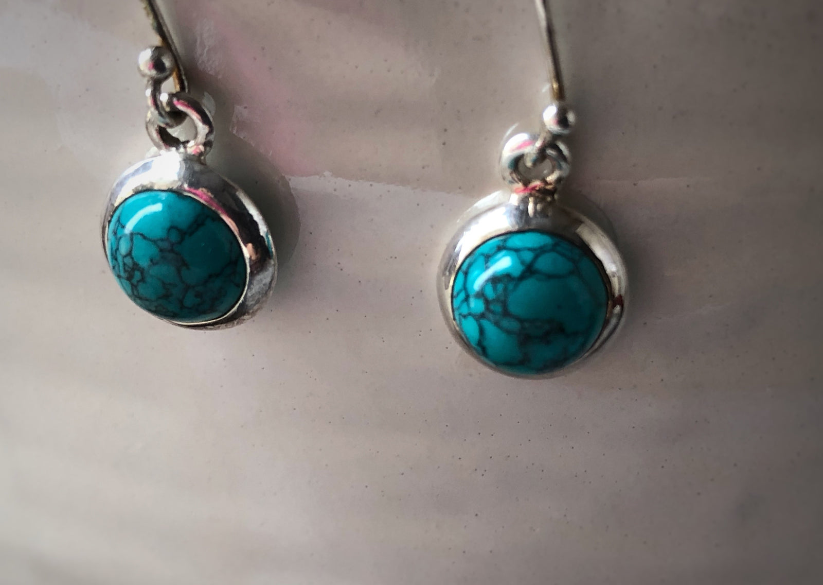 Turquoise Round Sterling Silver Drop Earrings