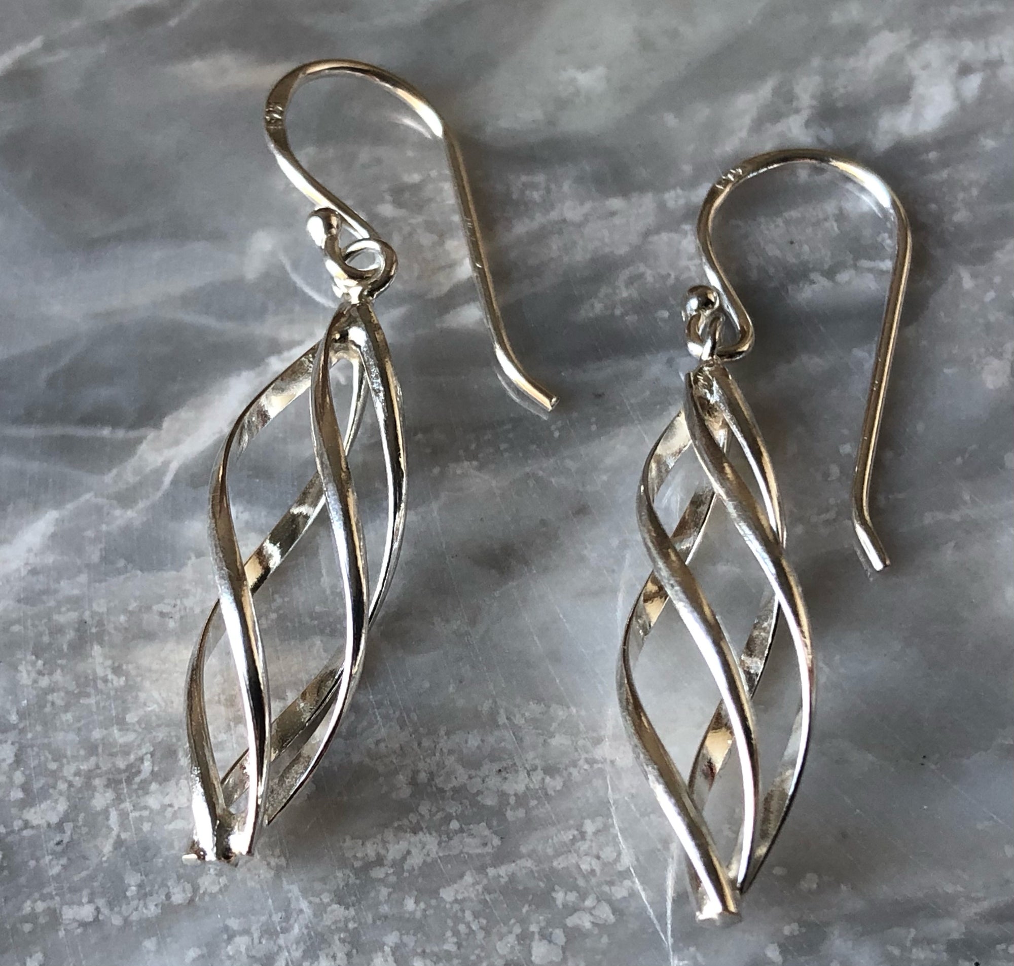Sterling Silver Twisted Spiral Earrings Tiger Lily London