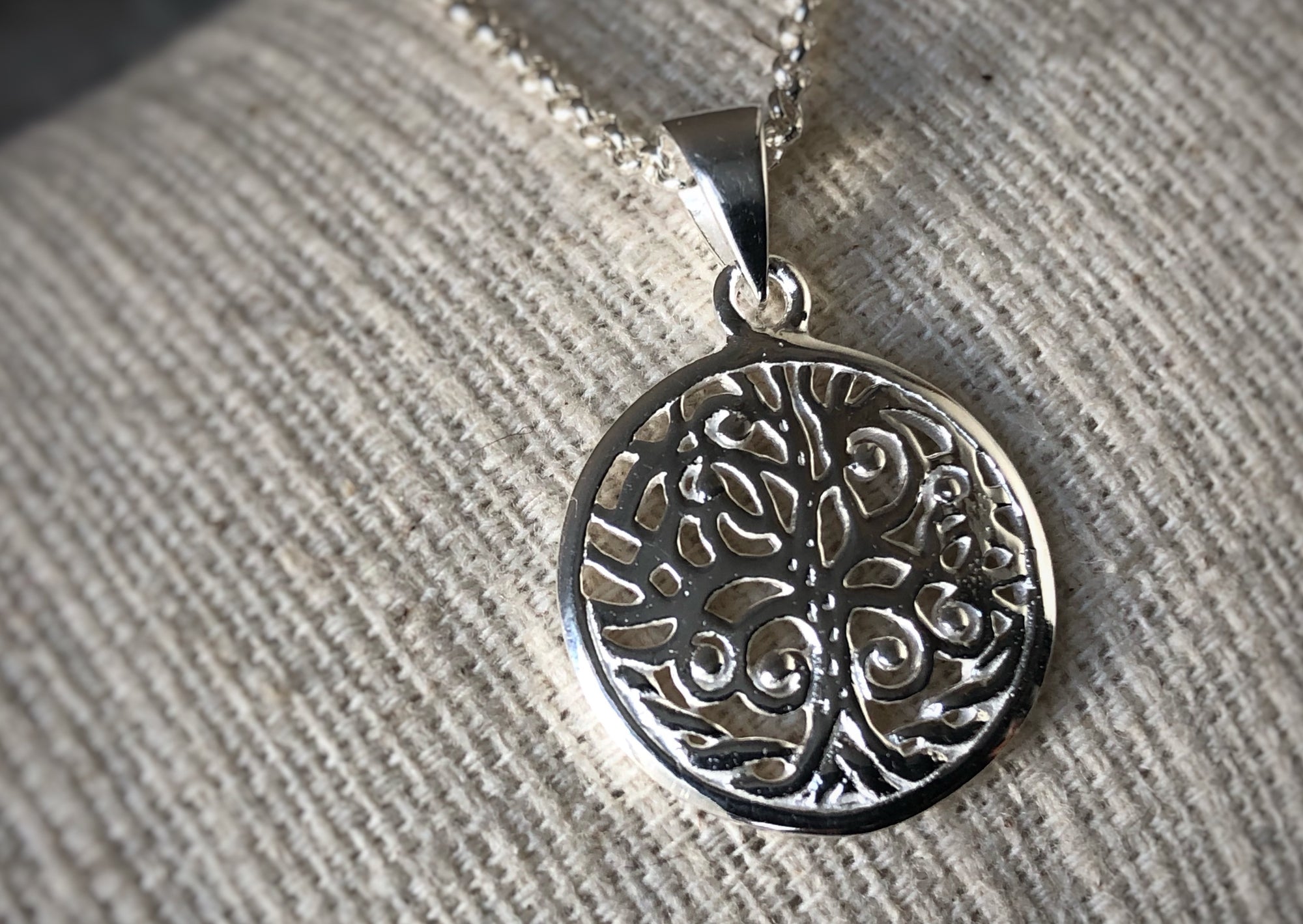Tree of Life Sterling Silver Pendant Necklace Tiger Lily London