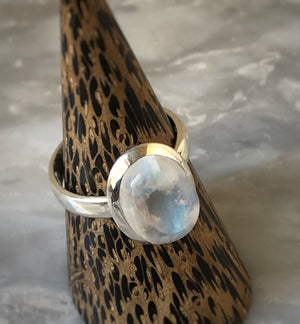 Oval Moonstone Sterling Silver Ring