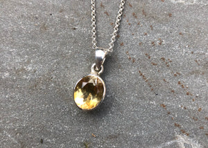 Citrine and Silver Chunky Pendant Necklace