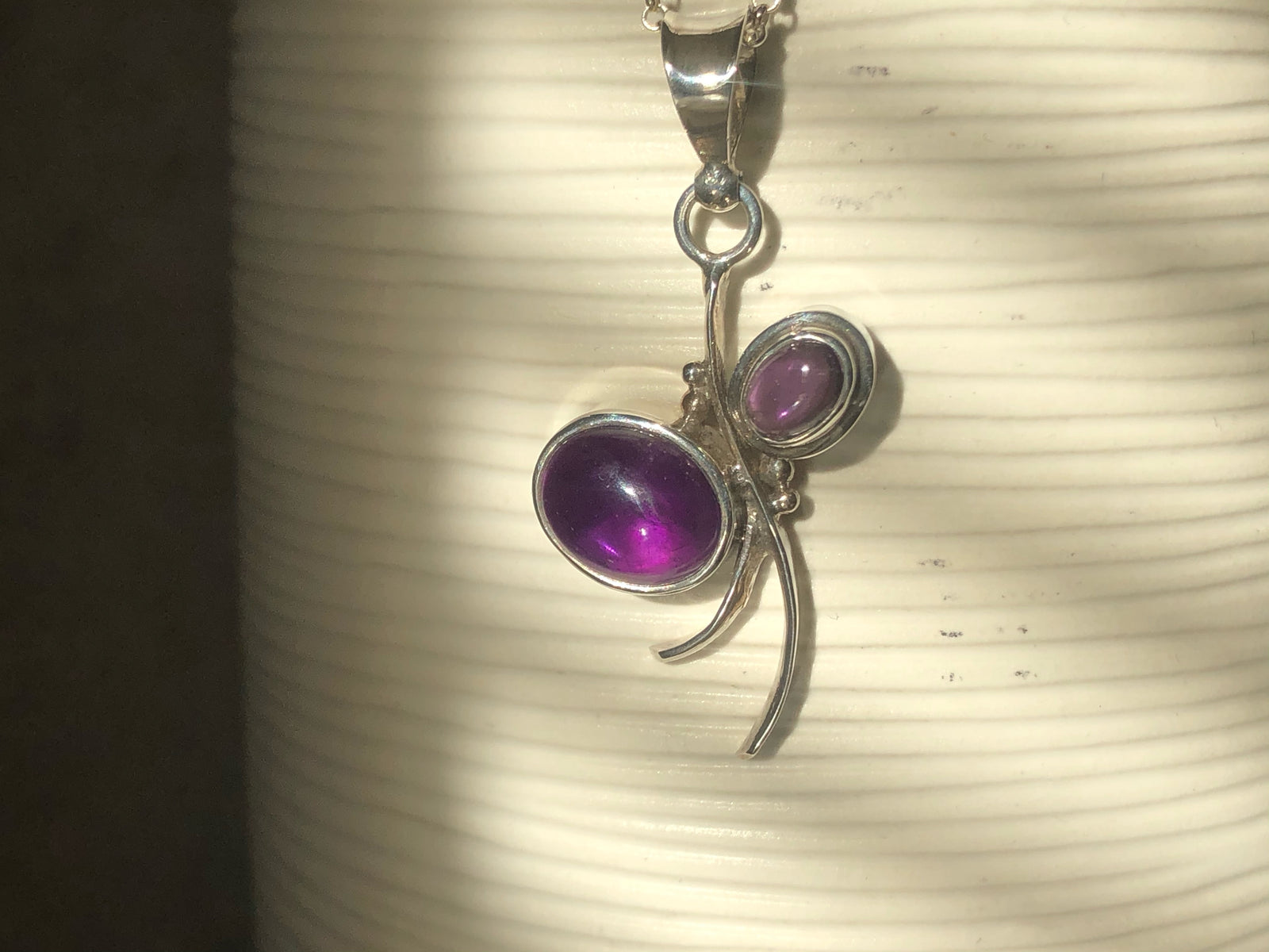 Amethyst Silver Branch Pendant Necklace