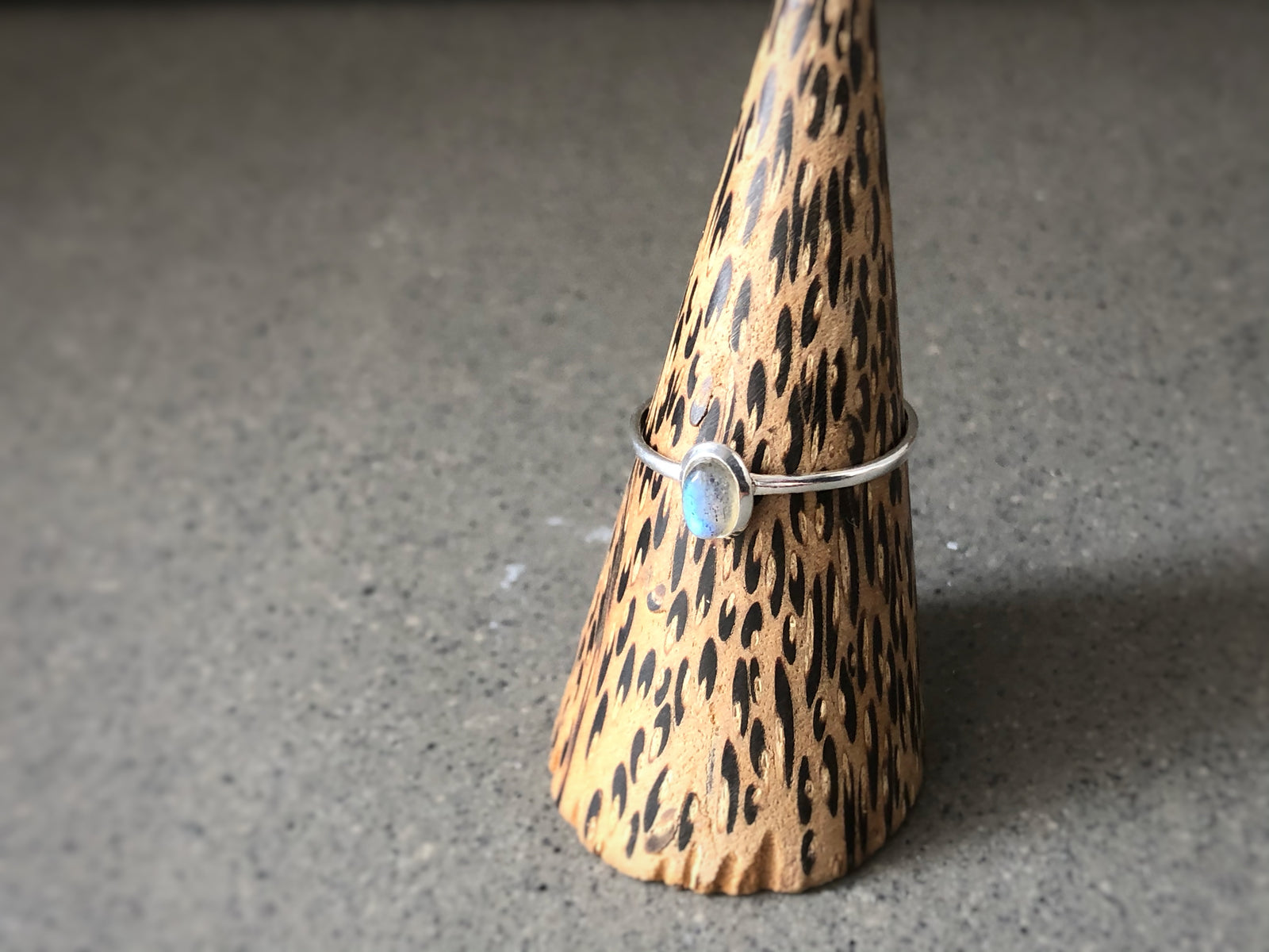 Extra Small Labradorite Oval Sterling Silver Ring