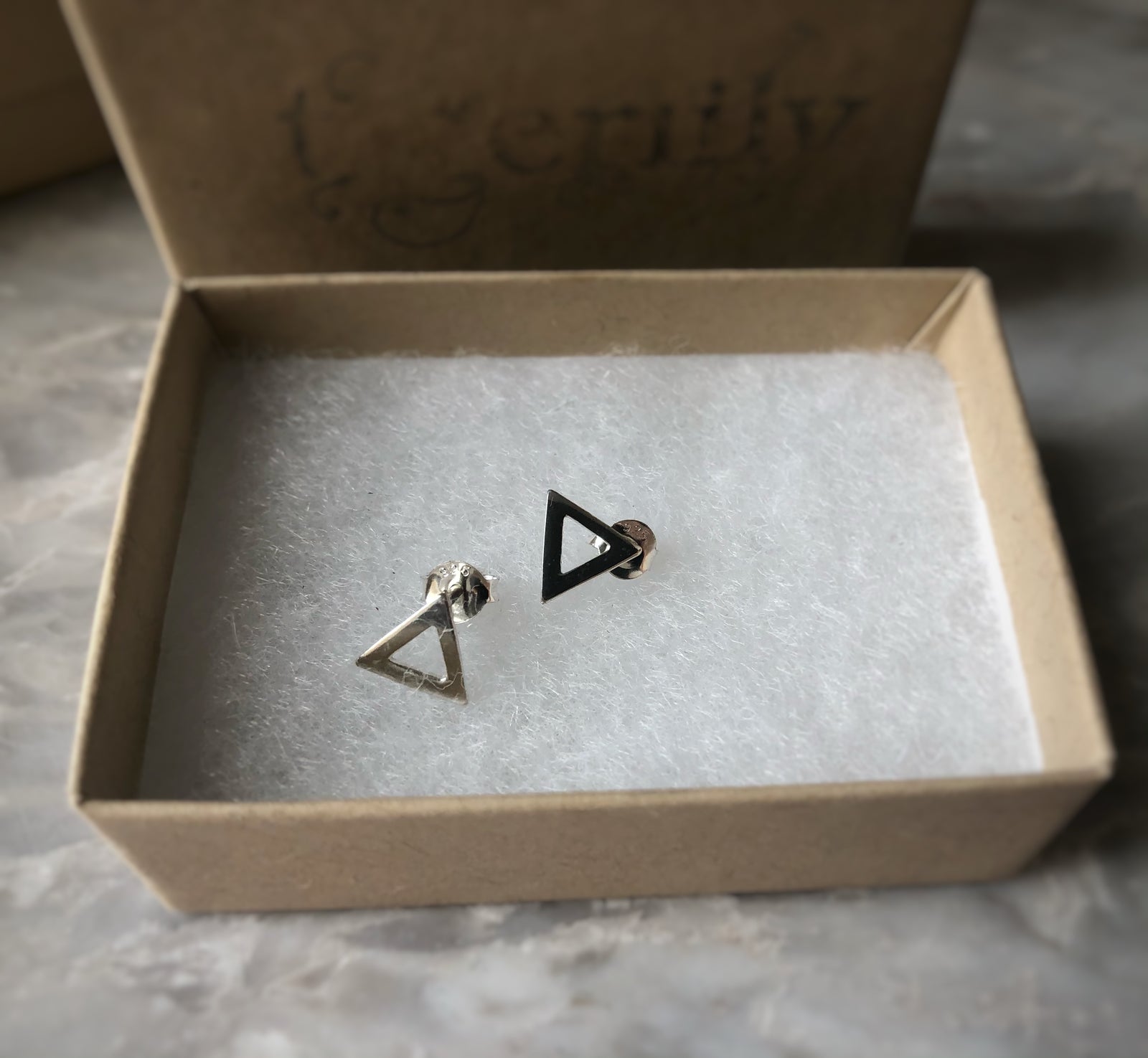 Sterling Silver Geometric 8mm Triangle Studs Tiger Lily London