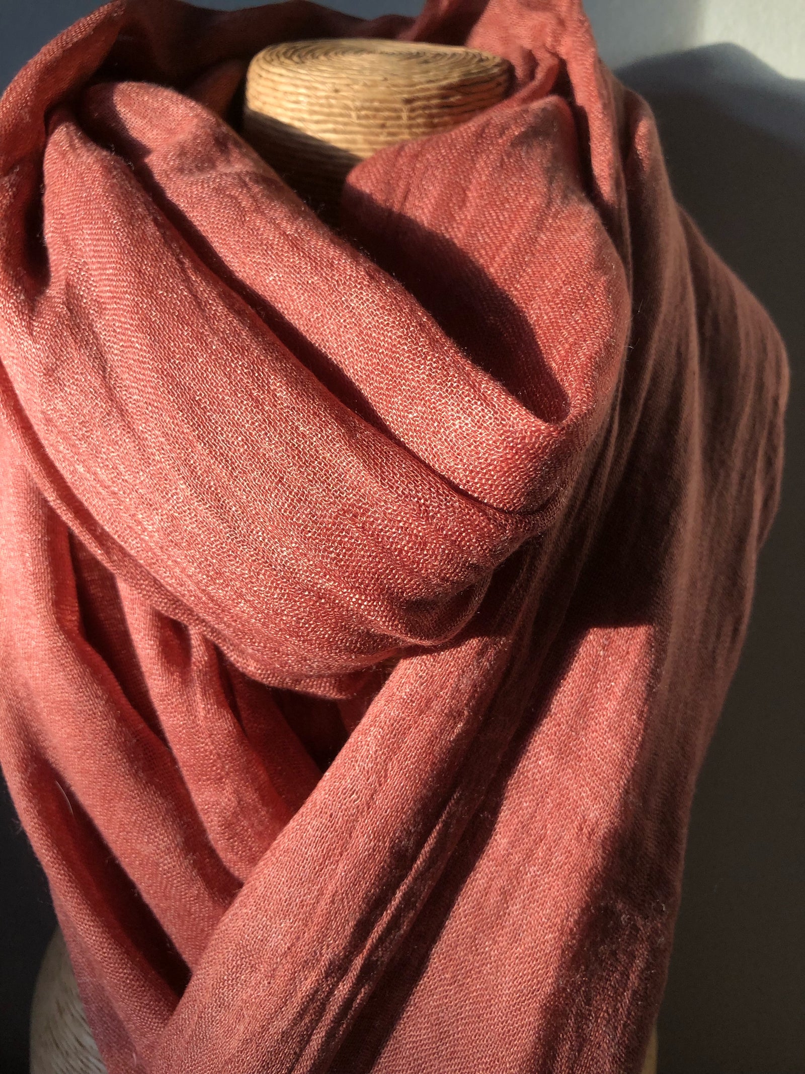 Terracotta Cotton Wool Scarf