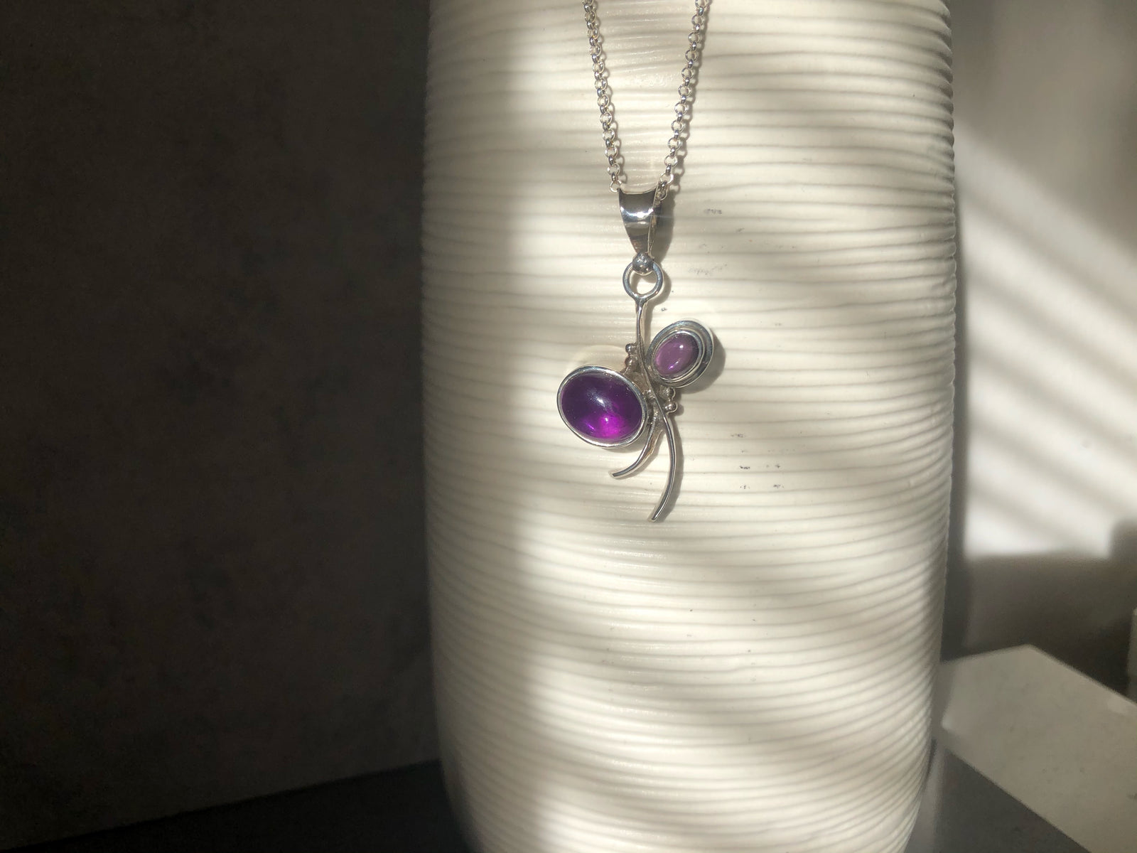 Amethyst Silver Branch Pendant Necklace