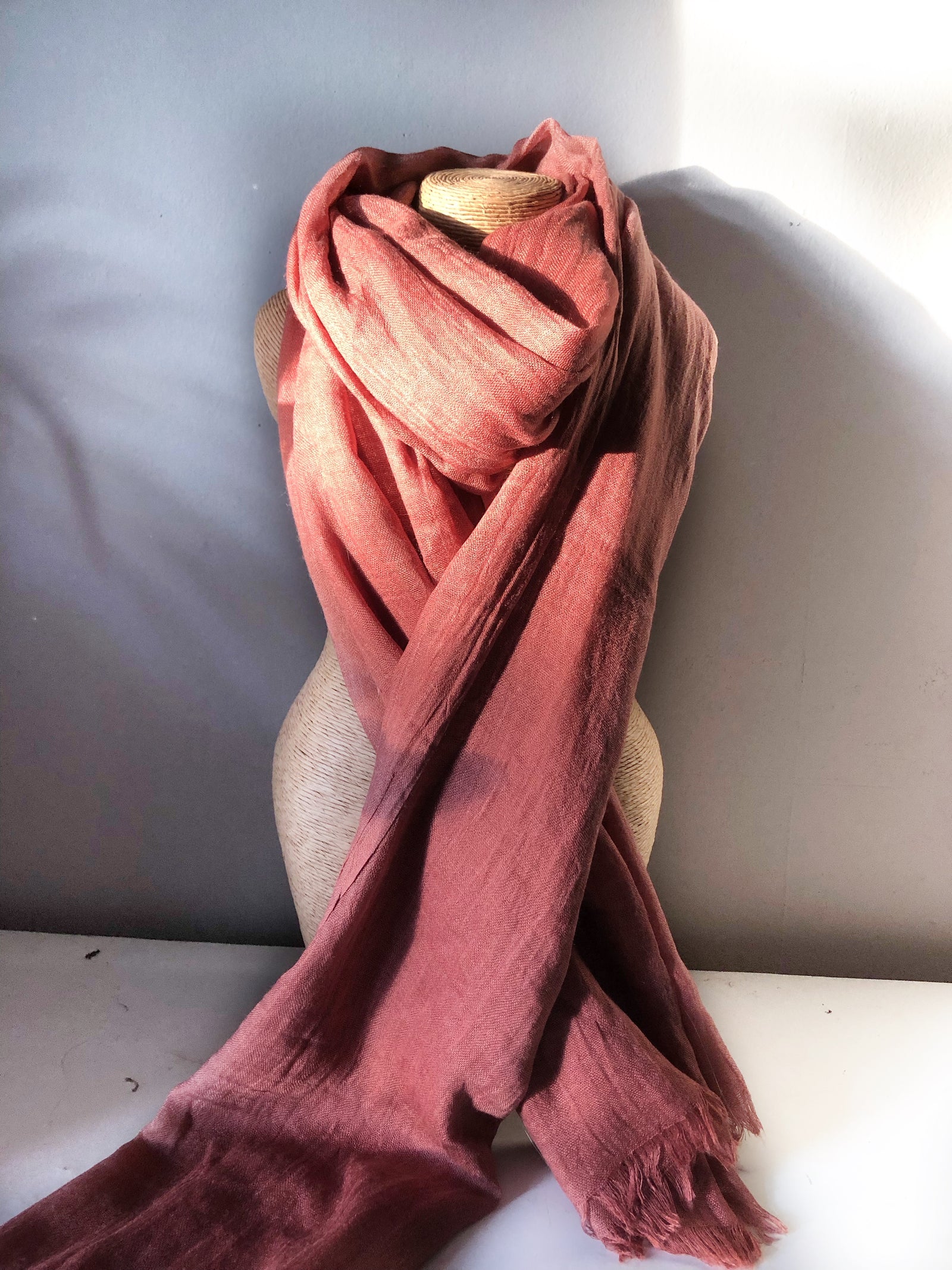 Terracotta Cotton Wool Scarf