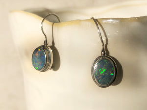 Opal Sterling Silver Drop Earrings