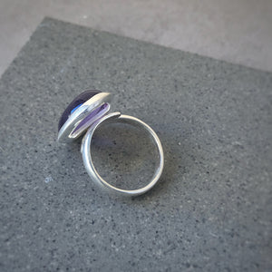 Large Amethyst Adjustable Silver Ring