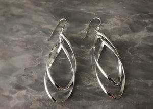 Sterling Silver Double Teardrop Dangling Earrings Tiger Lily London