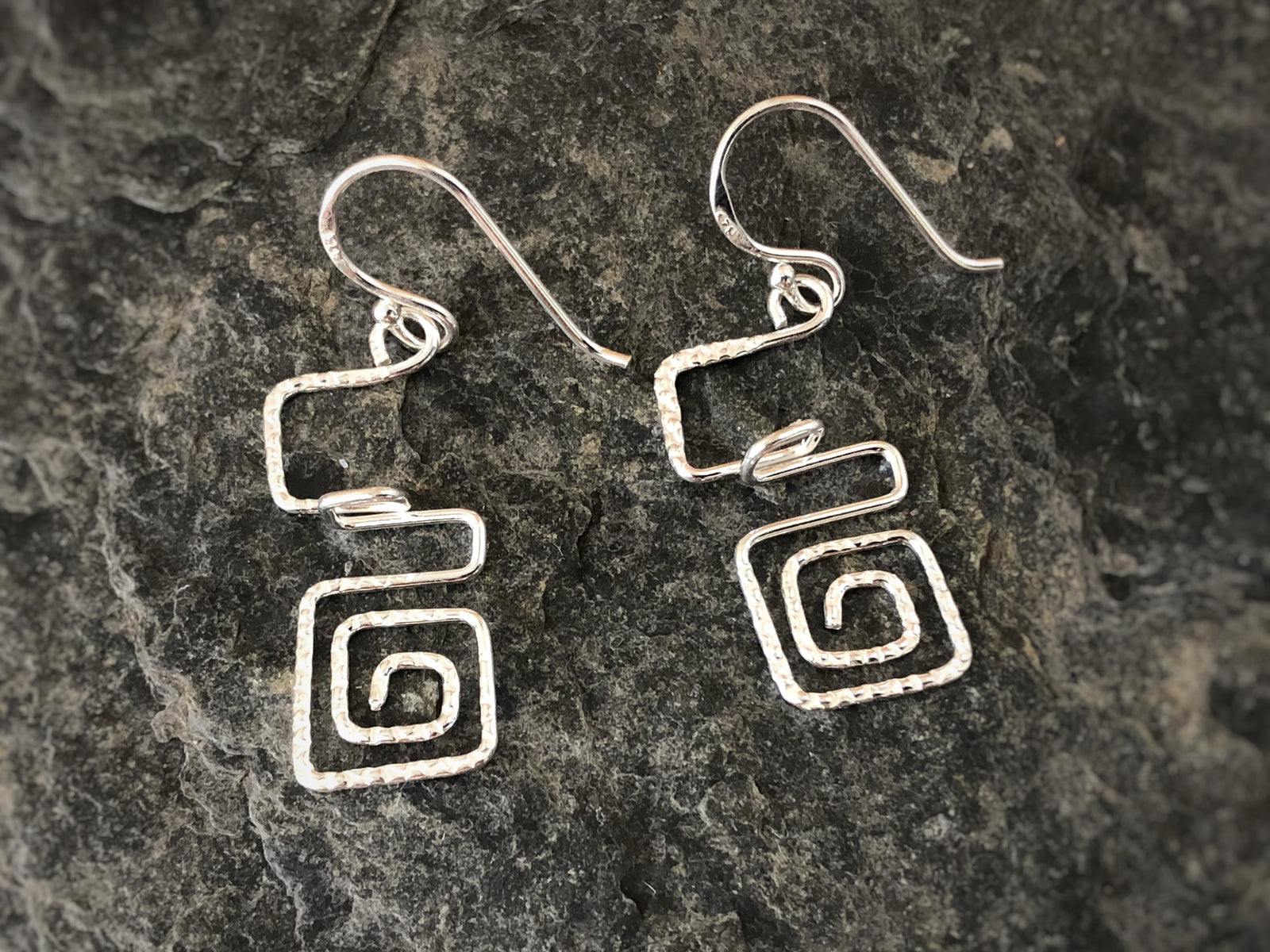 Sterling Silver Aztec Square Earrings Tiger Lily London