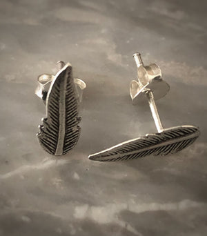Sterling Silver Feather Stud Earrings Tiger Lily London