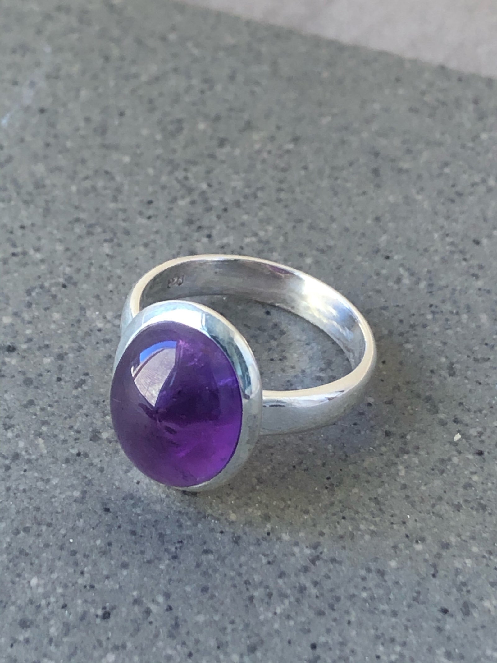 Medium Amethyst Silver Ring by Tiger Lily London.