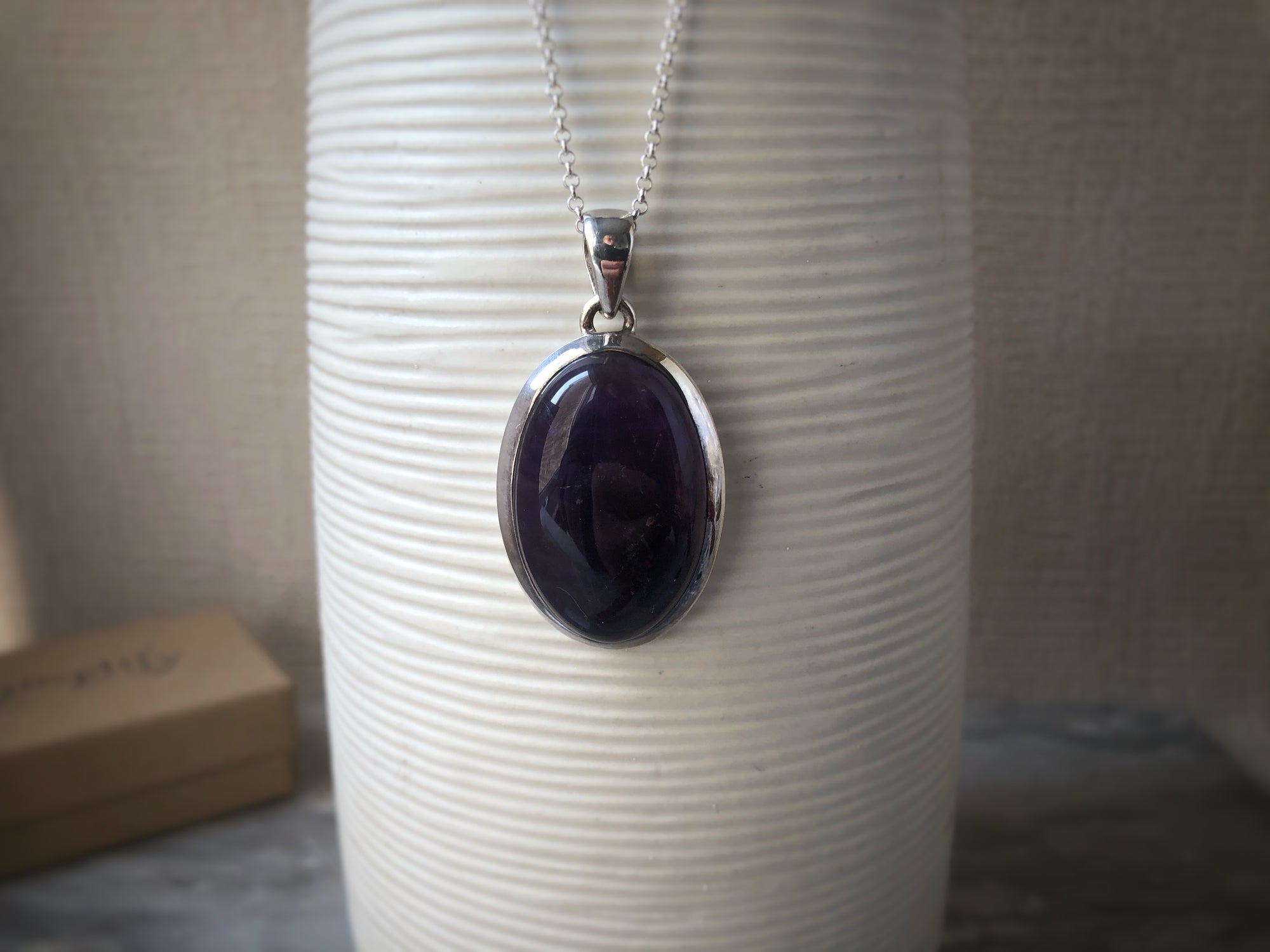 Large Amethyst Sterling Silver Pendant Necklace