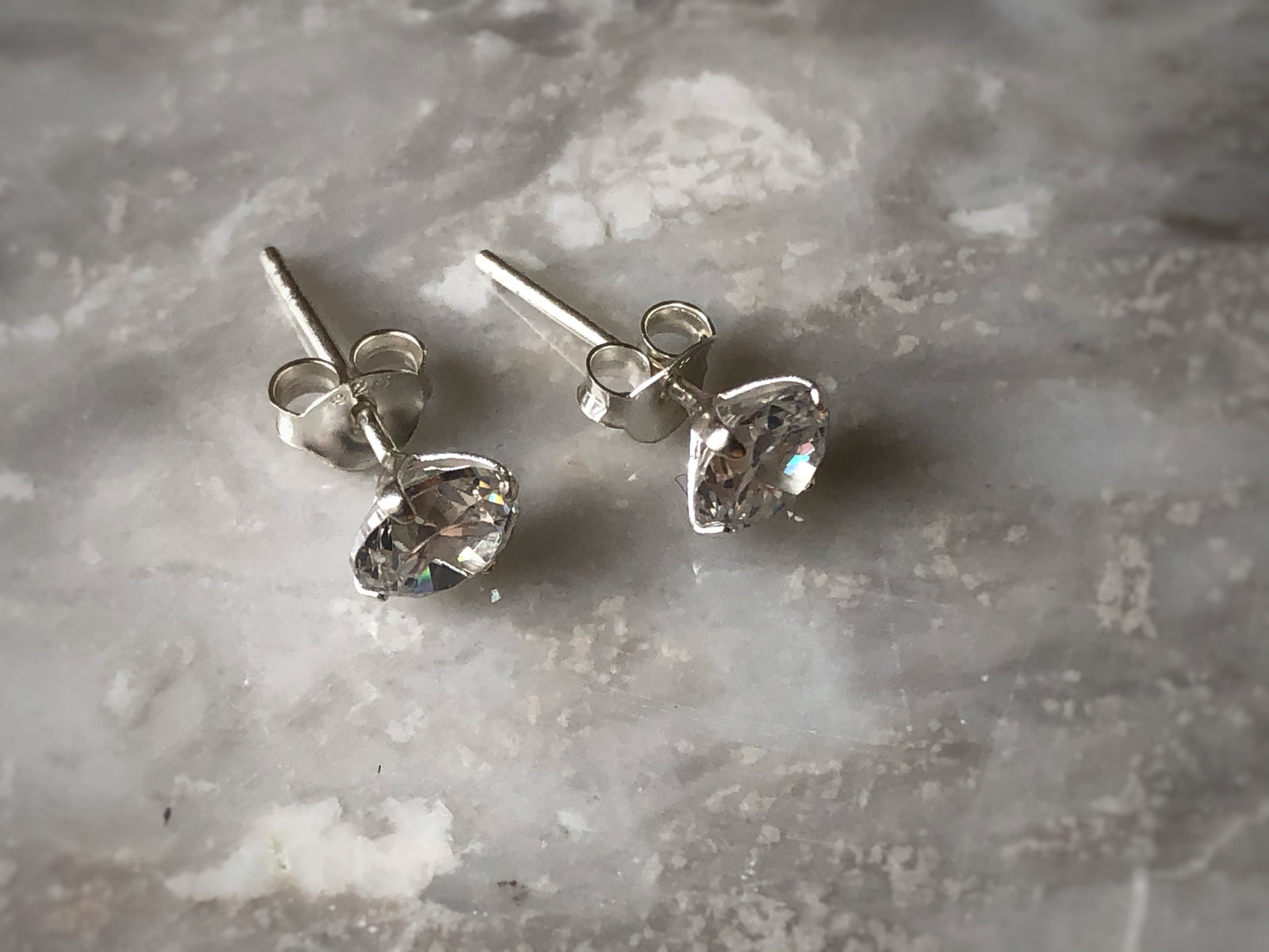 Sterling Silver Cubic Zirconia 7mm Stud Earrings Tiger Lily London