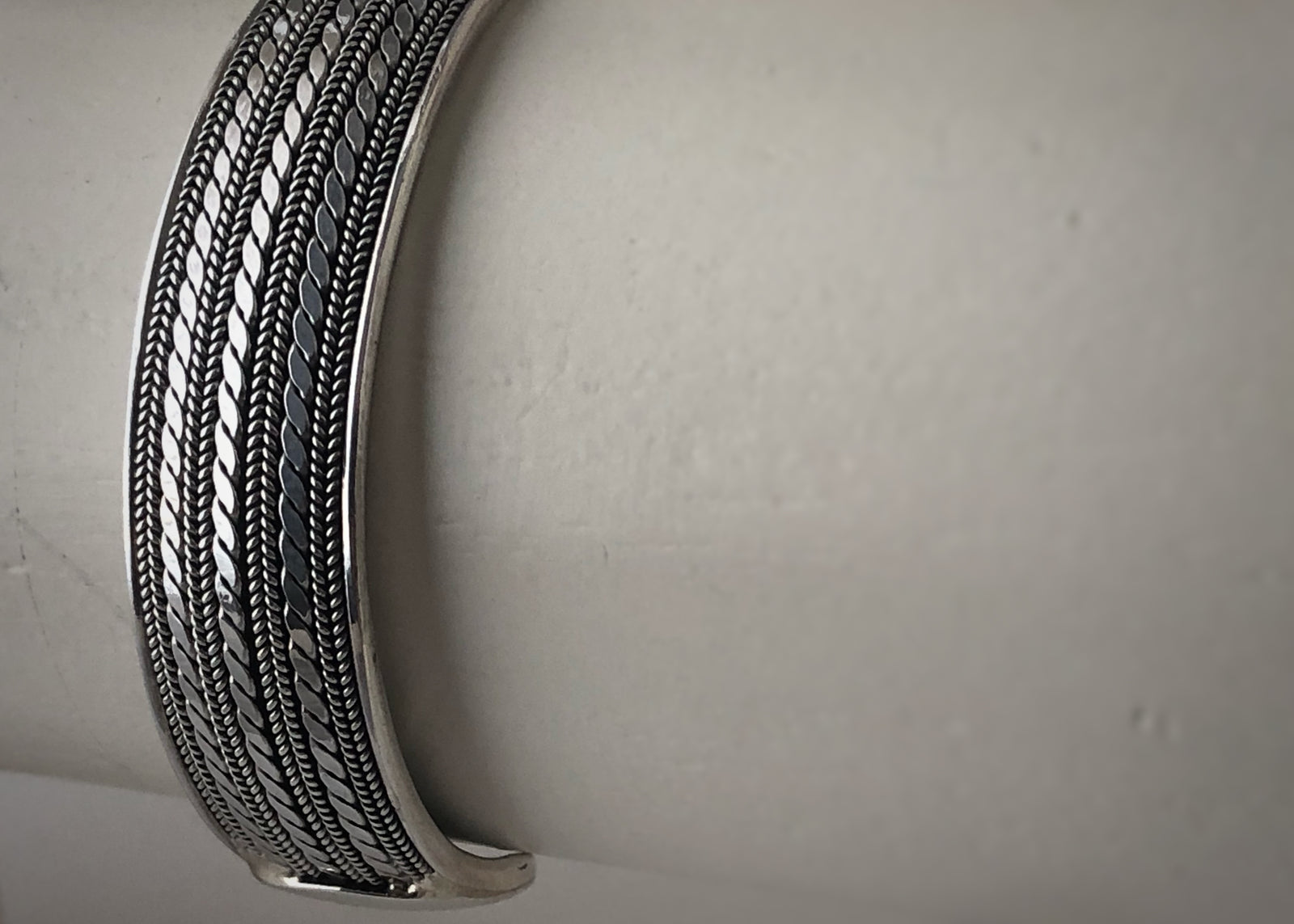 Sterling Silver Decorative Cuff Bangle Tiger Lily London