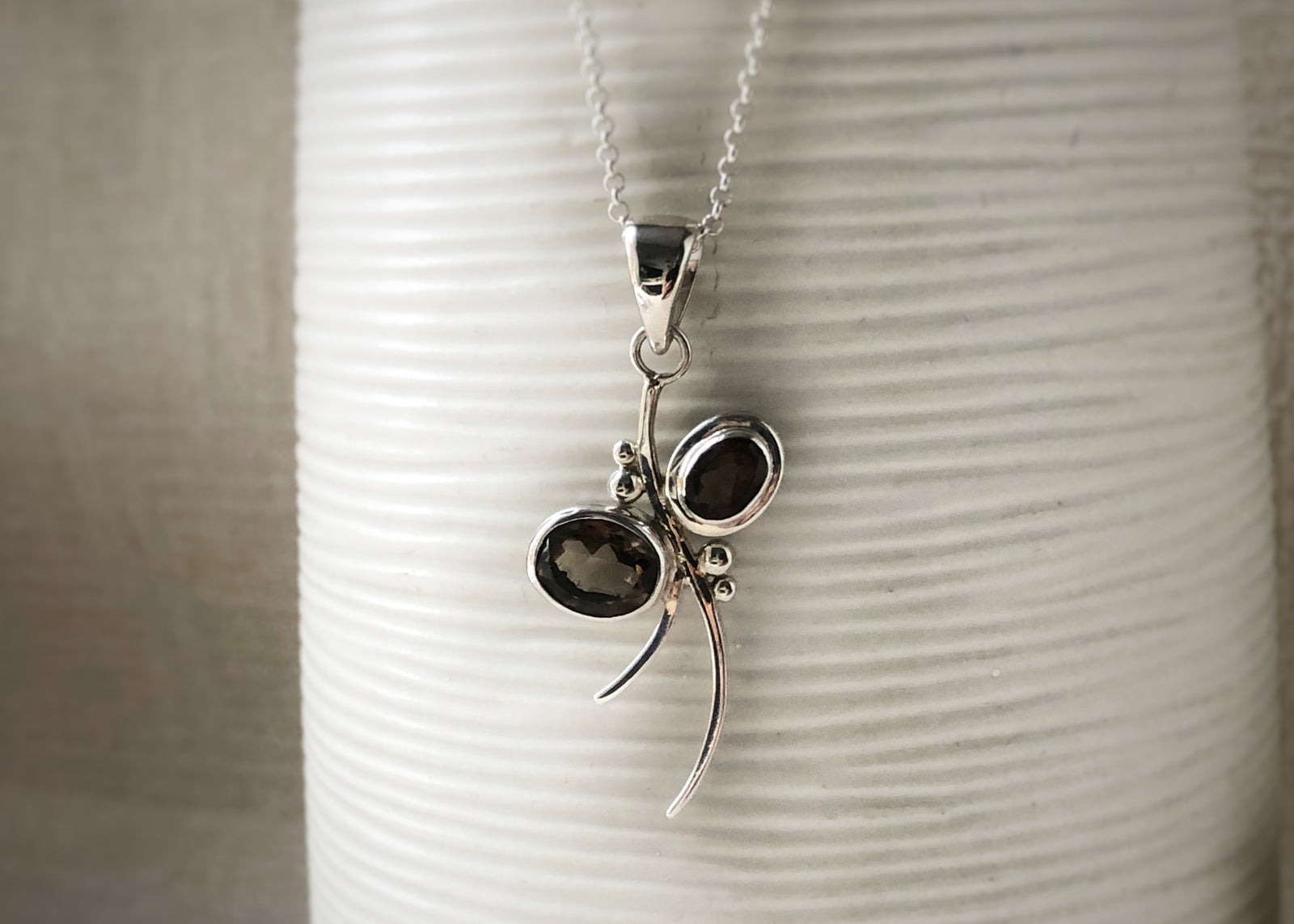 Smoky Quartz Sterling Silver Branch Pendant Necklace Tiger Lily London