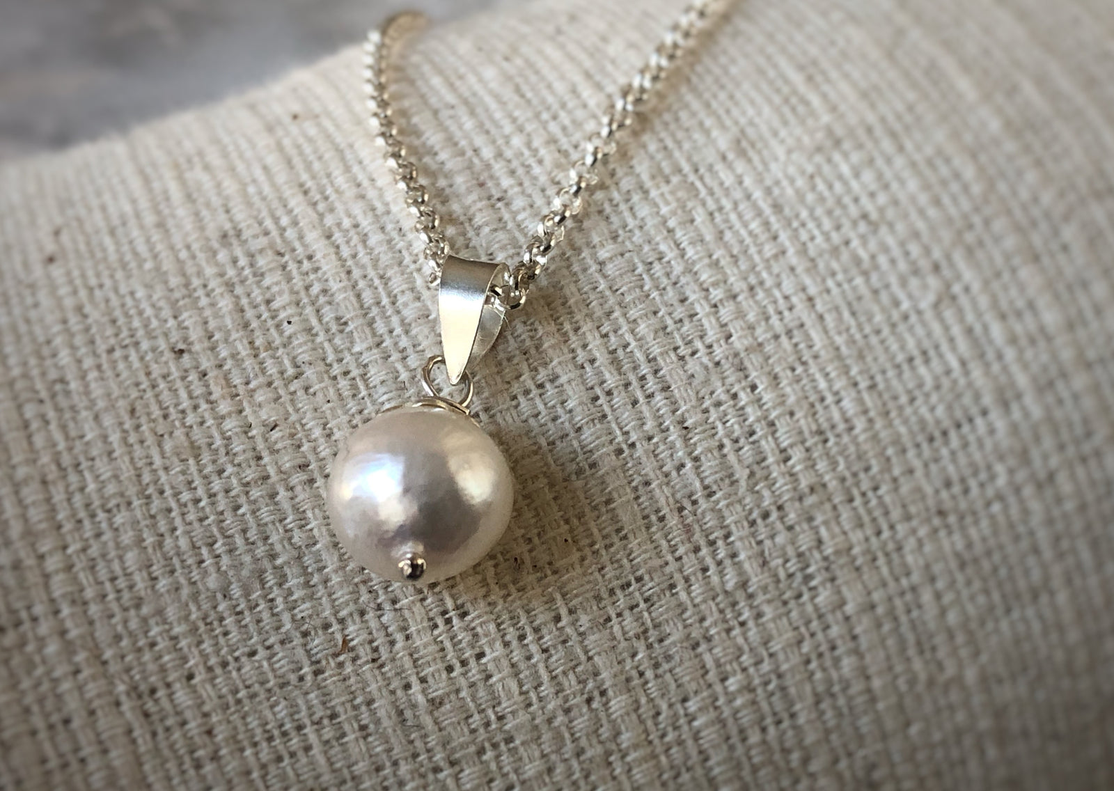 Pearl Pendant Sterling Silver Chain Necklace Tiger Lily London