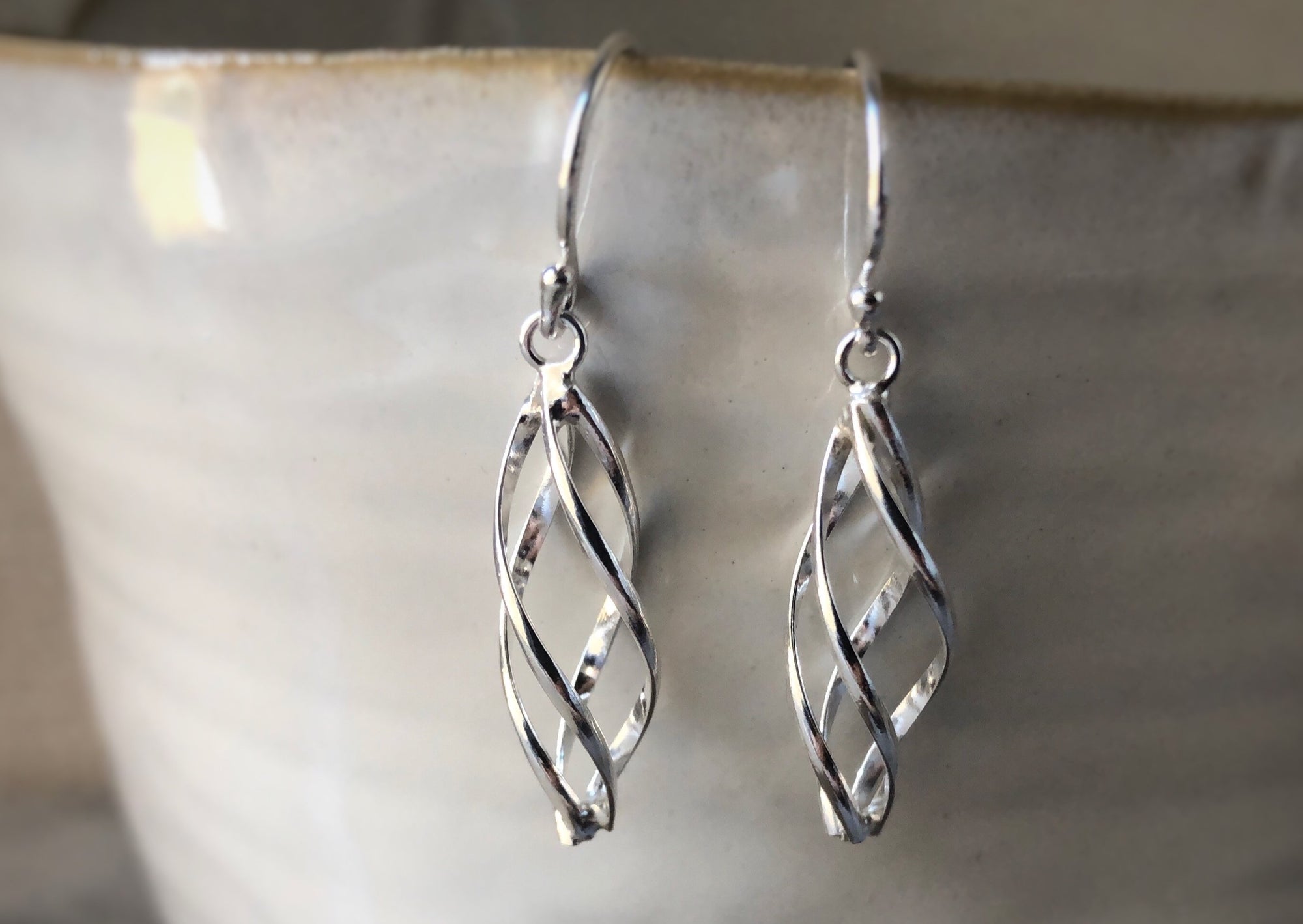 Sterling Silver Twisted Spiral Earrings Tiger Lily London