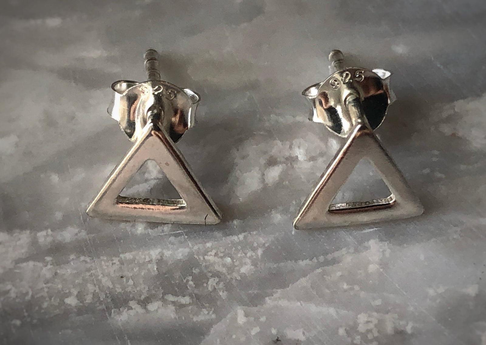 Sterling Silver Geometric 8mm Triangle Studs Tiger Lily London