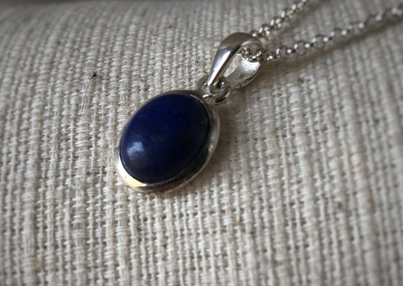 Small Blue Lapis Sterling Silver Pendant Necklace Tiger Lily London