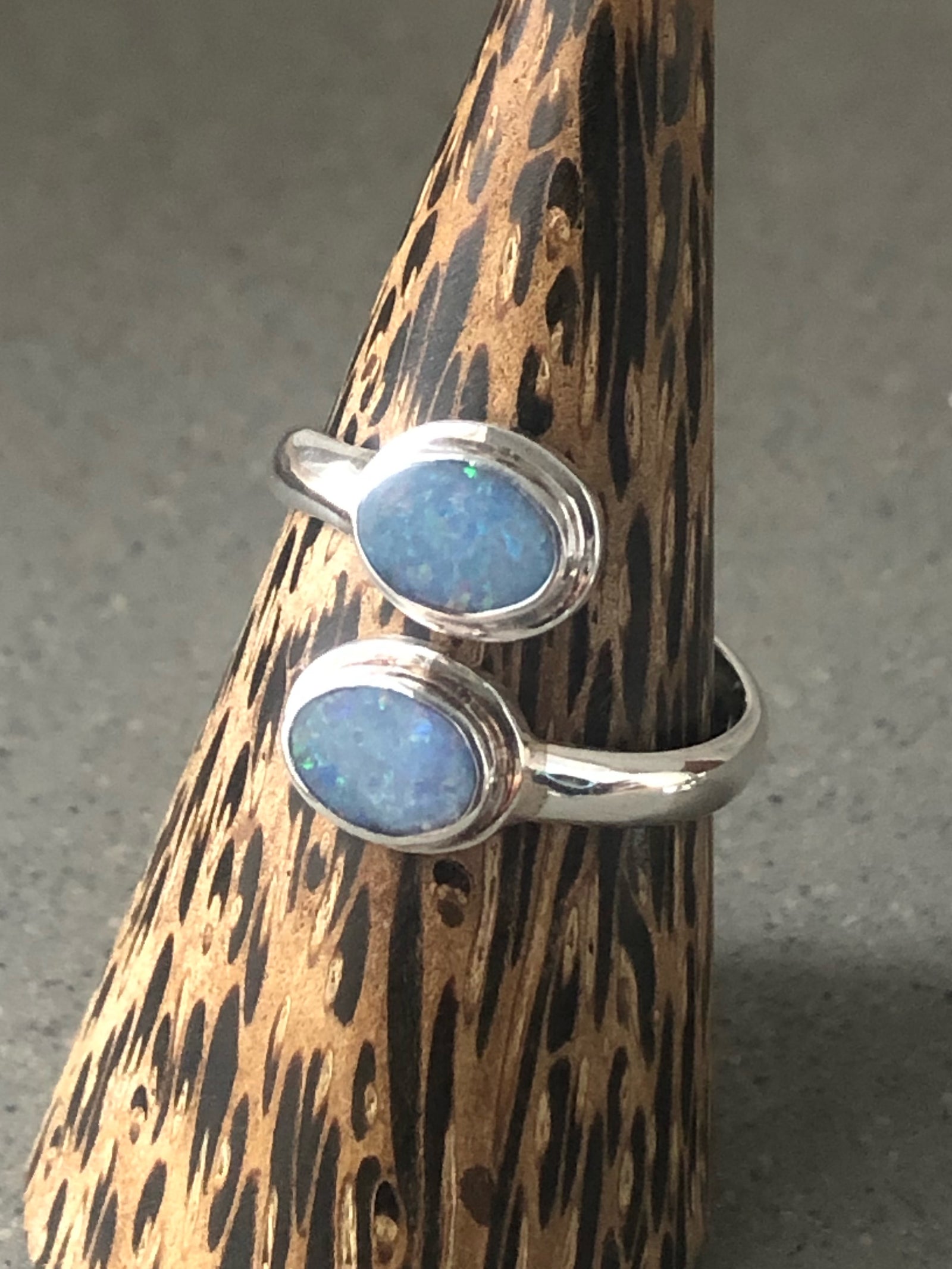 Double Opal Sterling Silver Ring