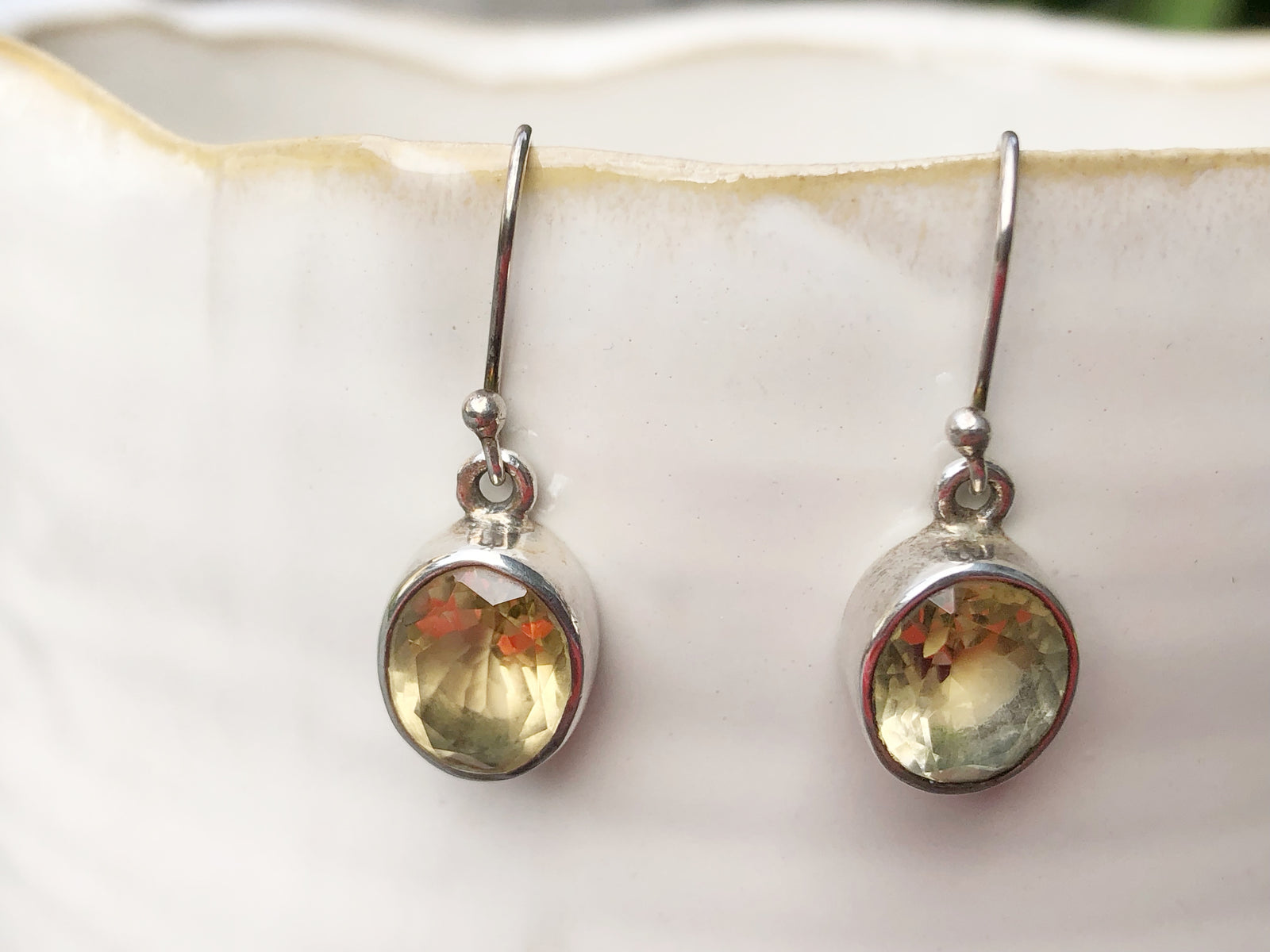 Citrine and Silver Oval Chunky Drop Earrings