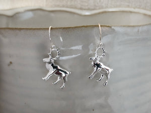Sterling Silver Reindeer Christmas Earrings