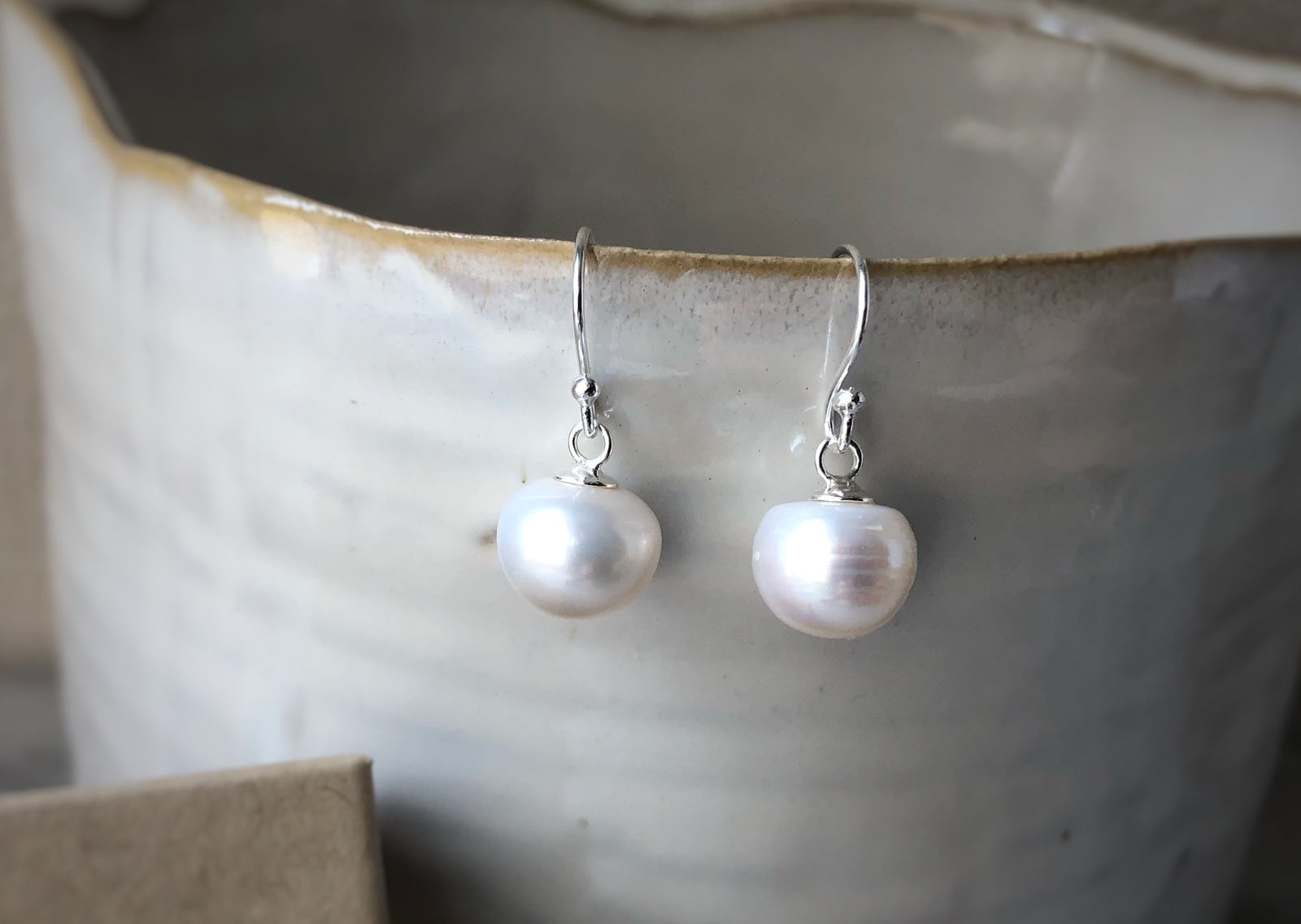 Pearl Sterling Silver Drop Earrings Tiger Lily London