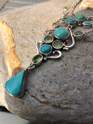 Turquoise and Peridot Layered Necklace