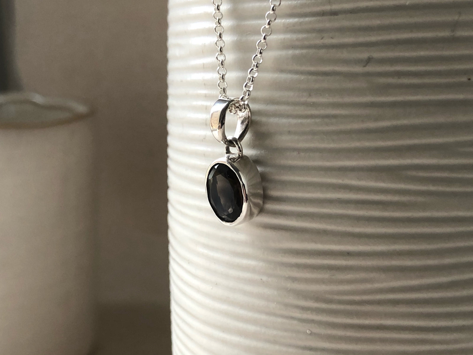 Smoky Quartz Small Sterling Silver Pendant Necklace Tiger Lily London