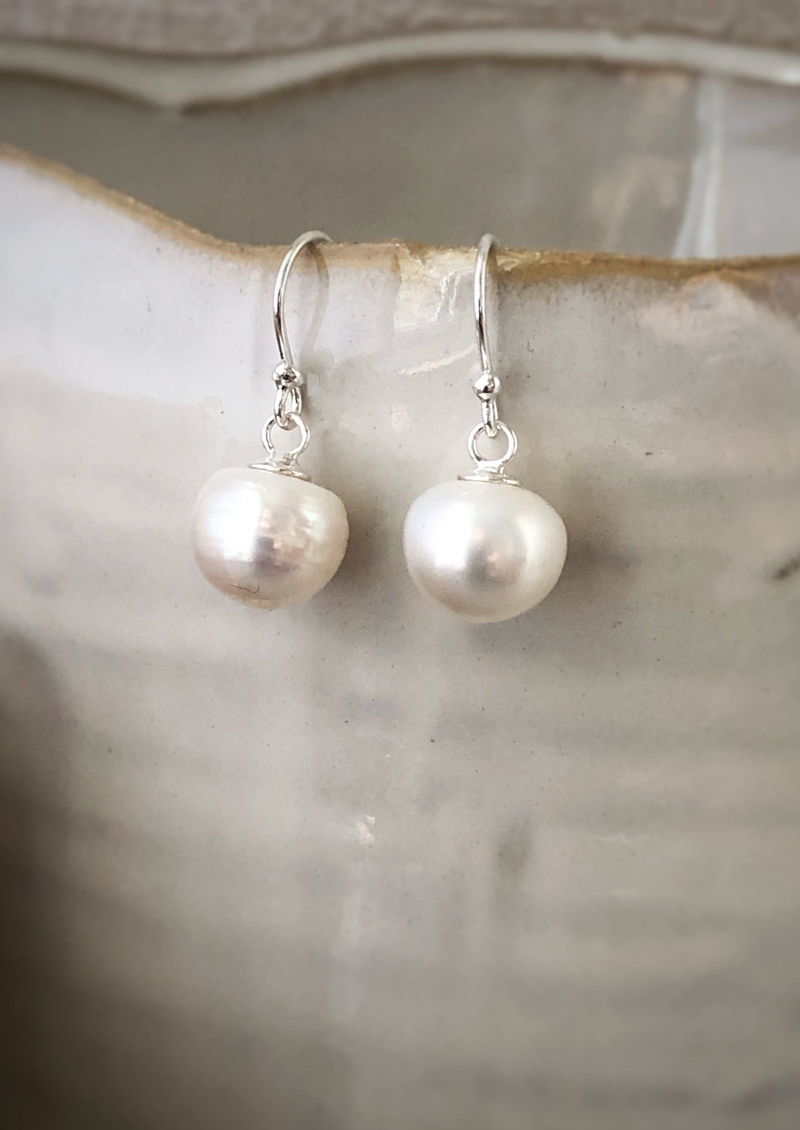 Pearl Sterling Silver Drop Earrings Tiger Lily London