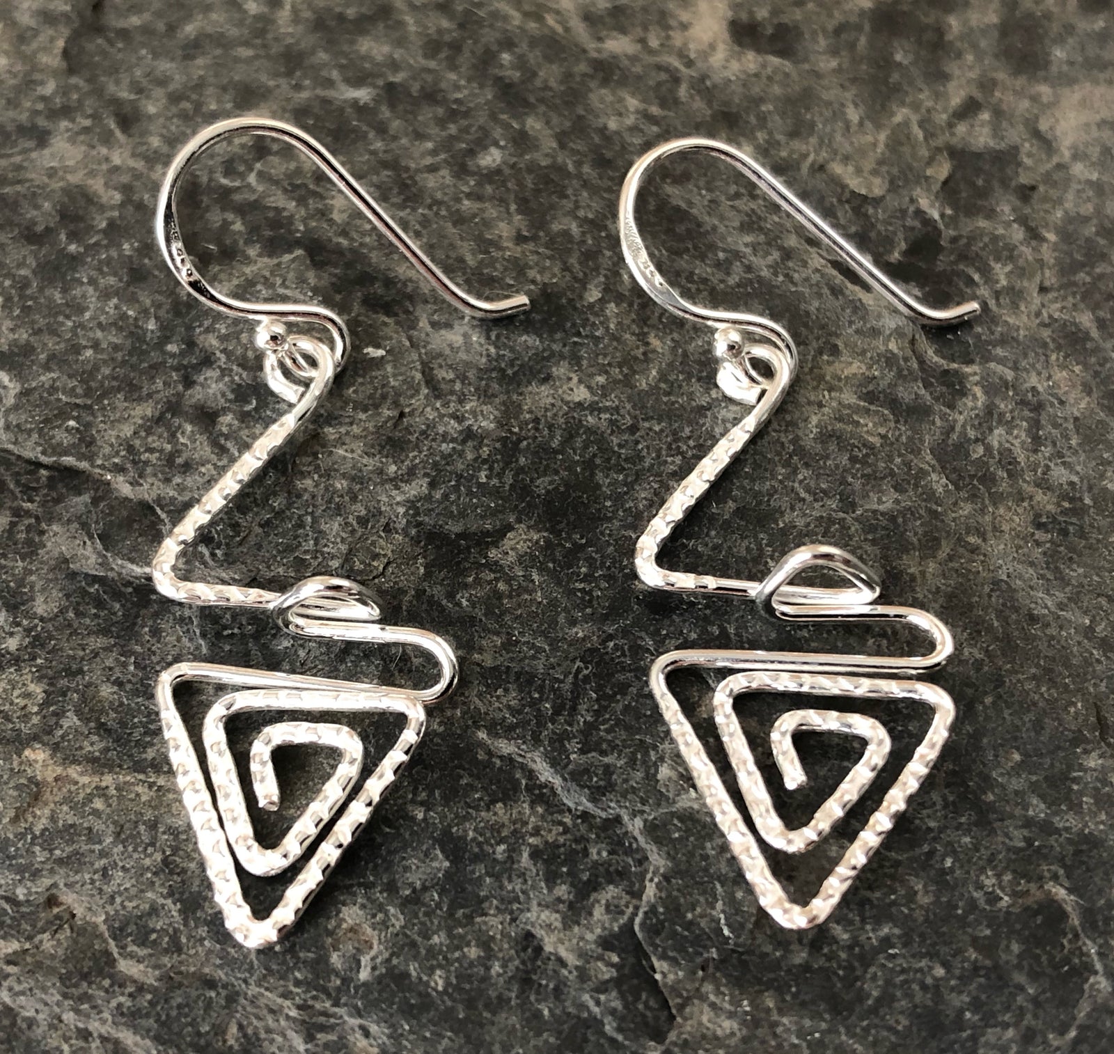 Sterling Silver Aztec Triangle Earrings Tiger Lily London