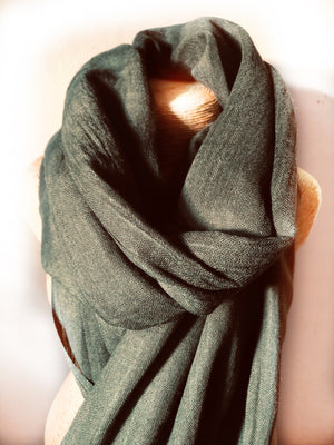 Forest Green Wool Cotton Scarf