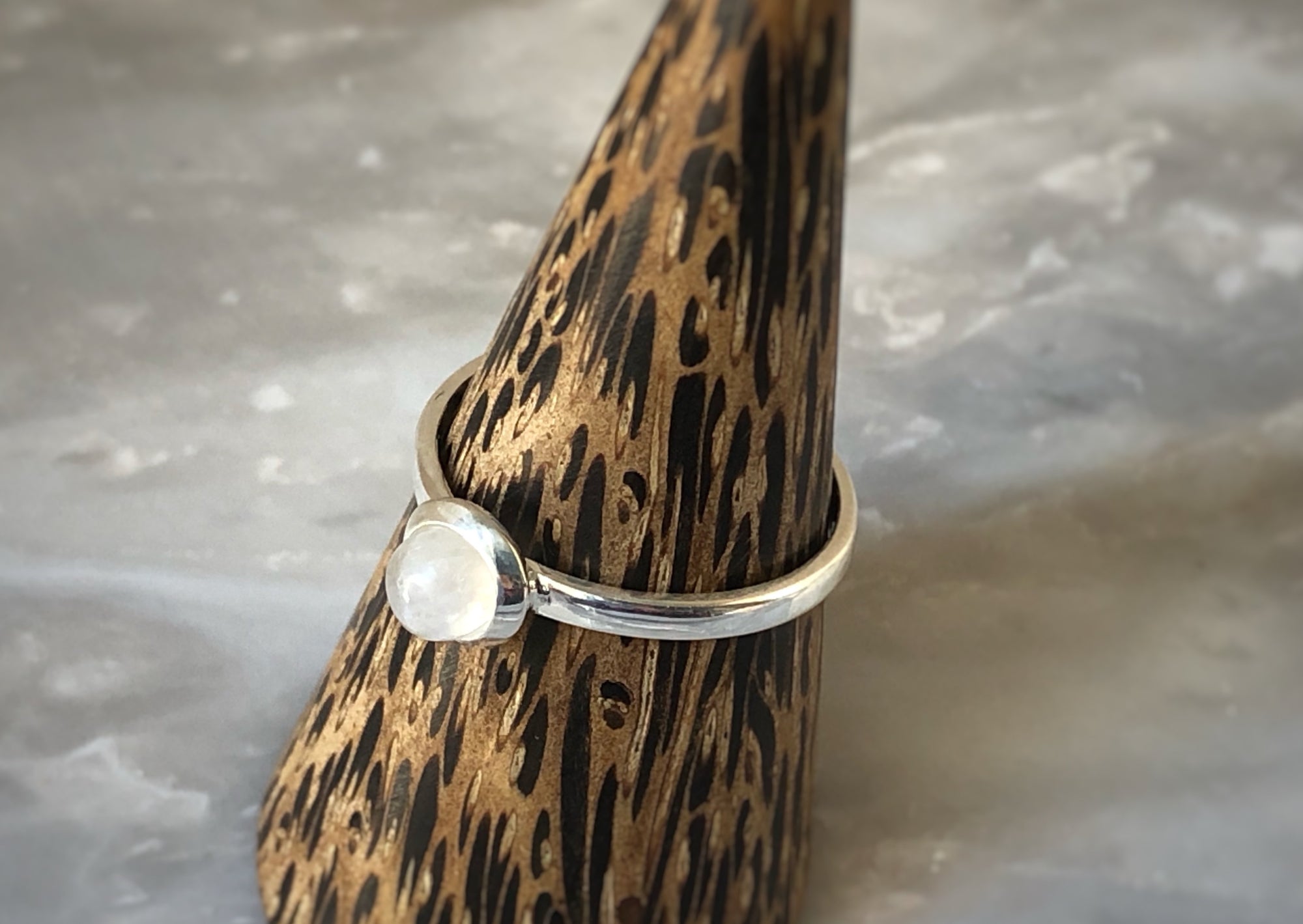 Small Moonstone Sterling Silver Ring