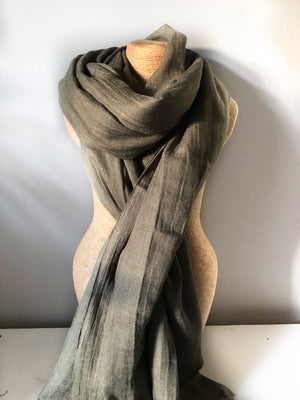 Forest Green Wool Cotton Scarf