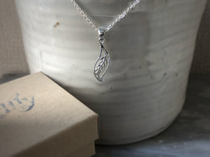 Sterling Silver Leaf Pendant Necklace Tiger Lily London