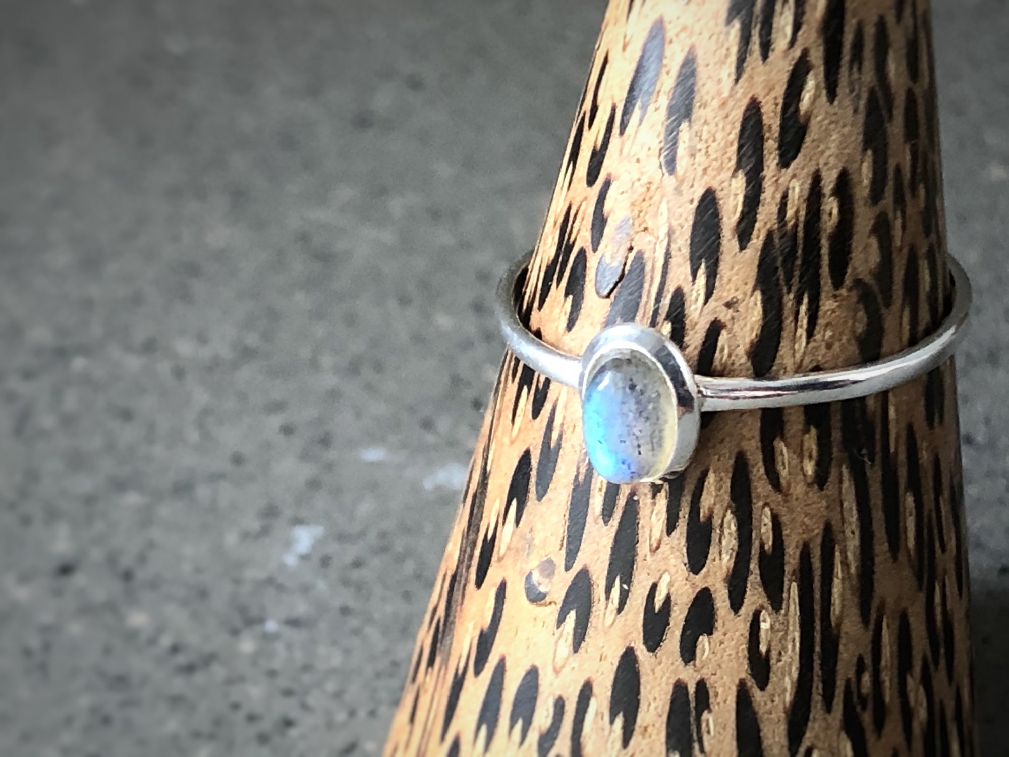 Extra Small Labradorite Oval Sterling Silver Ring