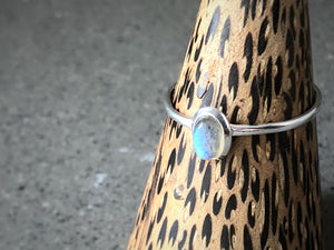 Extra Small Labradorite Oval Sterling Silver Ring